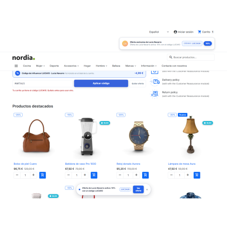 Promozione RKR Influencer: codici e link per influencer su PrestaShop