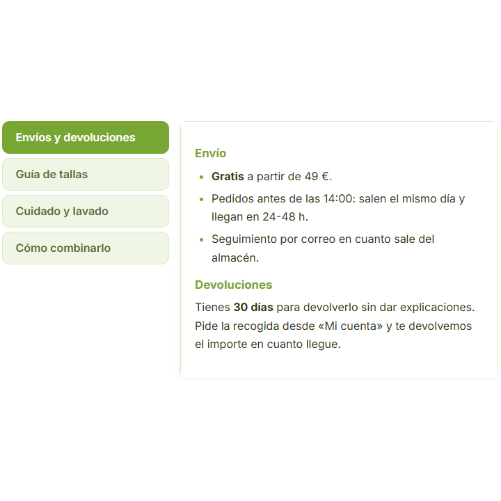 Onglets RKR Unlimited : onglets sur la page produit