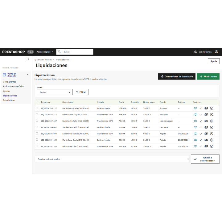 RKR Consign: venta en depósito para PrestaShop