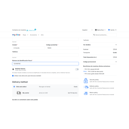 RKR Datos de Facturación: solicitar factura, validación del NIF y factura simplificada para PrestaShop