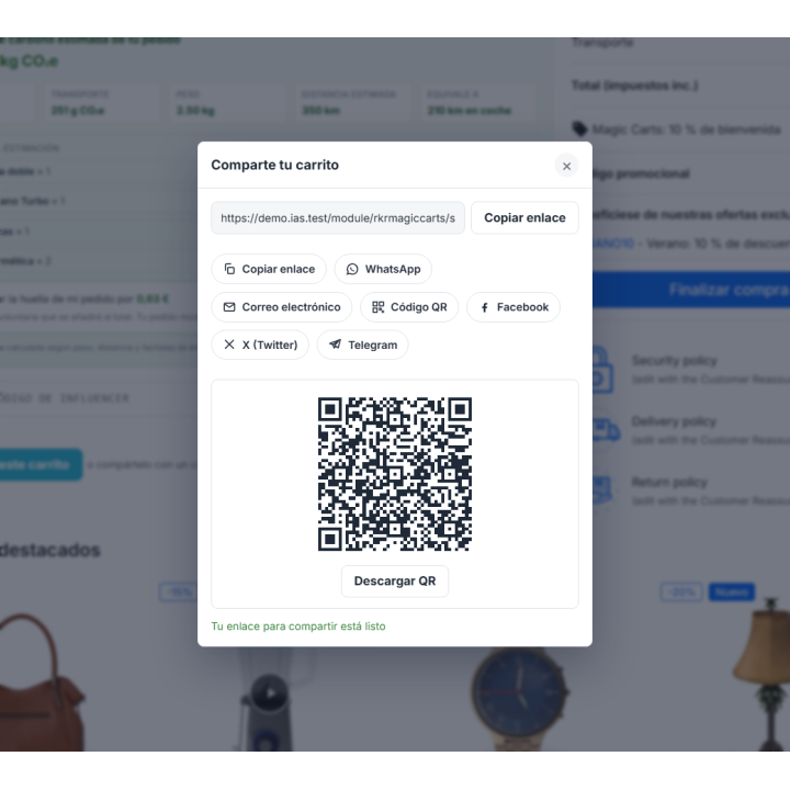 RKR Magic Carts: carrinhos de compras com links e códigos QR no PrestaShop
