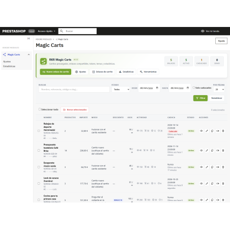 RKR Magic Carts: Carrelli della spesa e preventivi con link, permalink o codici QR per PrestaShop