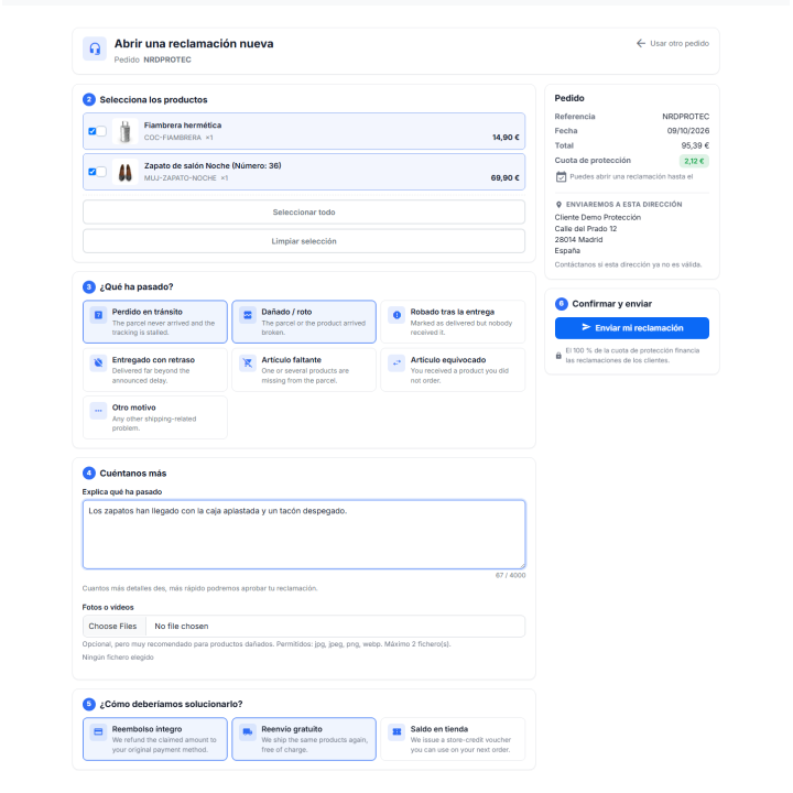 Proteção de Envio RKR: Portal opcional de proteção de envio e reclamações para PrestaShop.