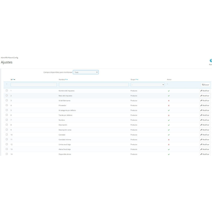 Full Product Log — product change history for PrestaShop