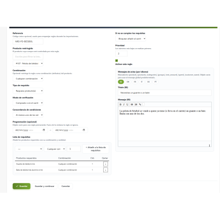 RKR-Produktabhängigkeiten: Verkaufen mit Anforderungen und „Fehlendes hinzufügen“ für PrestaShop