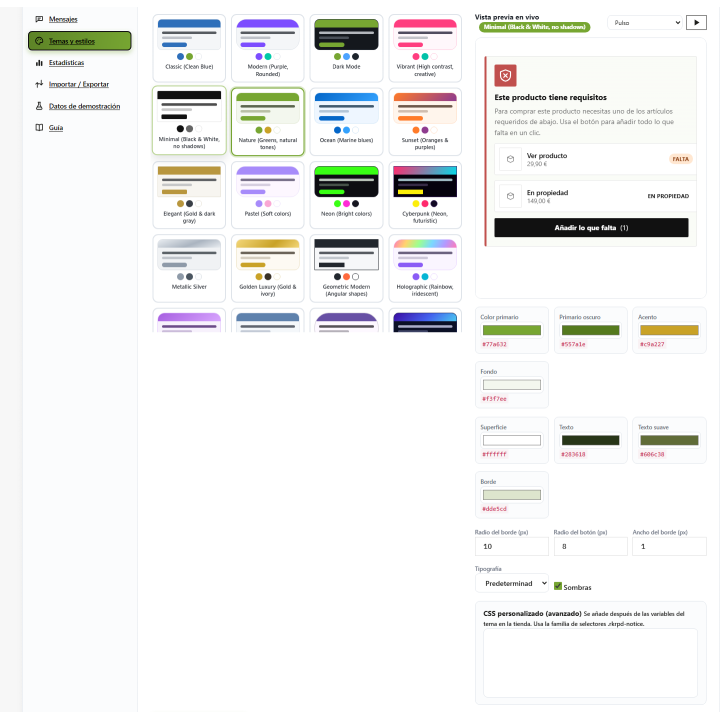 RKR-Produktabhängigkeiten: Vertrieb mit Anforderungen in PrestaShop