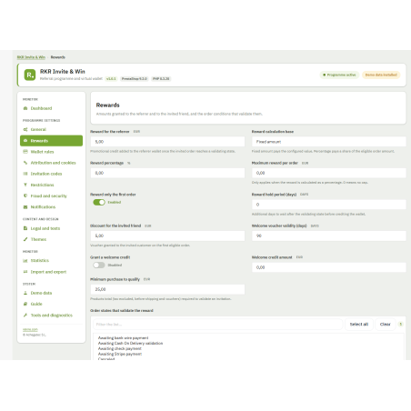 RKR Invite & Win: programa de referidos con monedero virtual y antifraude para PrestaShop