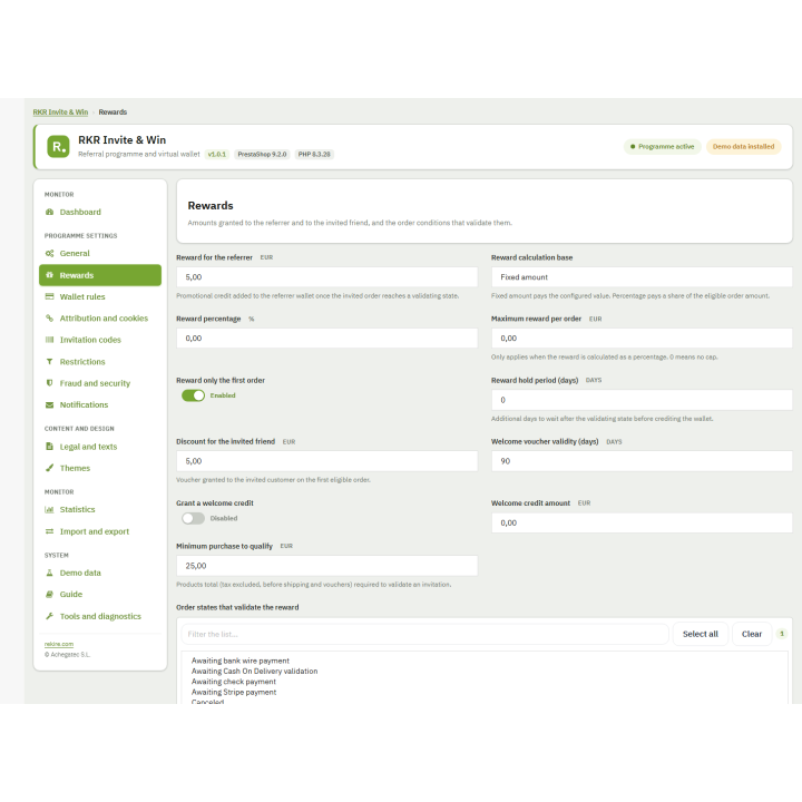 RKR Invite & Win: referidos con monedero en PrestaShop