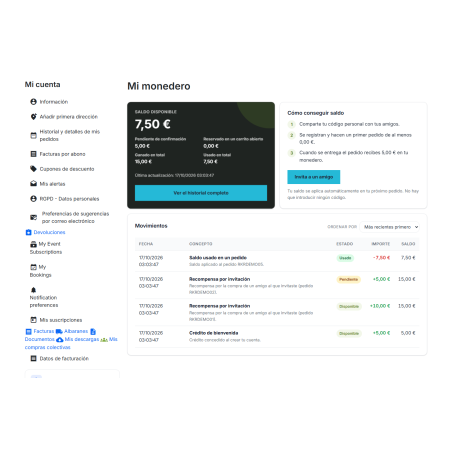 RKR Invite & Win: programa de referidos con monedero virtual y antifraude para PrestaShop