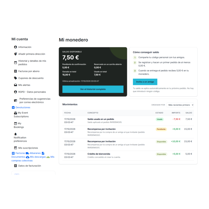 RKR Invite & Win: indicações com carteira no PrestaShop