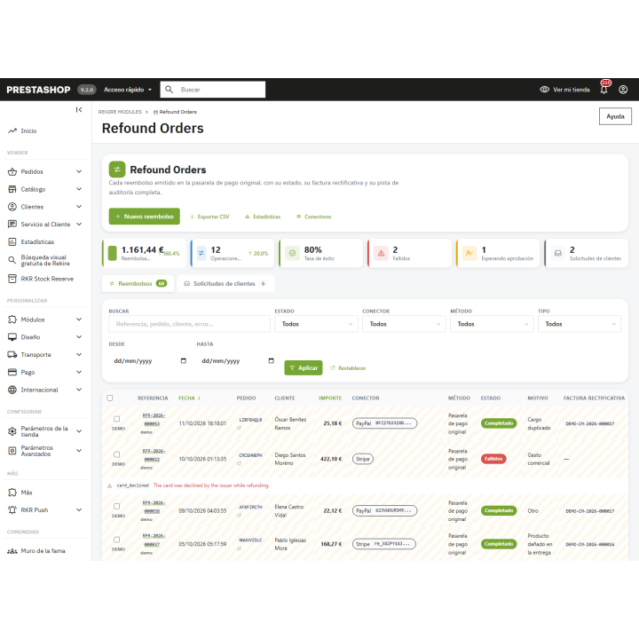 RKR Refound Orders: reembolsos en pasarela PrestaShop