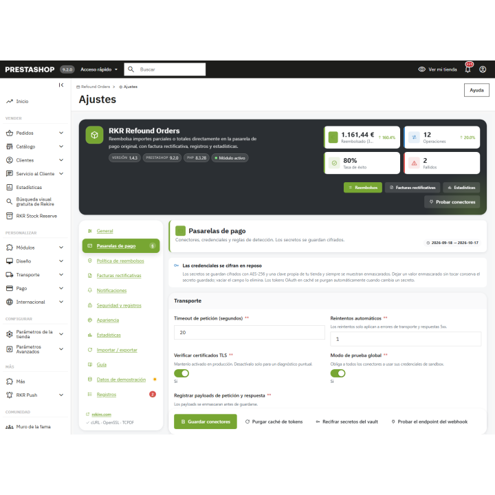 RKR Refund Orders: refunds on the PrestaShop gateway
