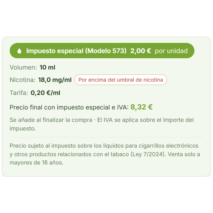 RKR Vape & Nicotine Excise Tax: impuesto y Modelo 573