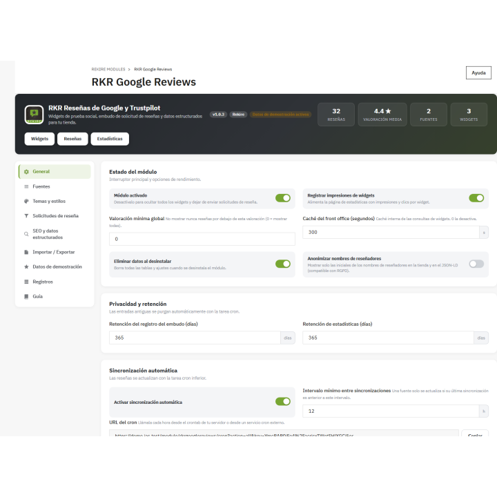 RKR Google- und Trustpilot-Bewertungen für PrestaShop