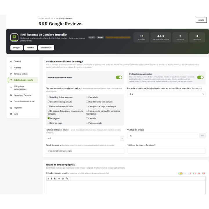 RKR Google- und Trustpilot-Bewertungen für PrestaShop