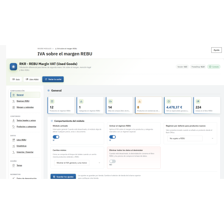 RKR REBU: Mehrwertsteuer auf Marge und Hauptbuch in PrestaShop