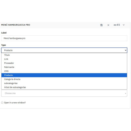 Modulo menu ProBurger