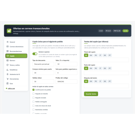 RKR Ofertas en emails transaccionales: vende en los correos de pedido de PrestaShop