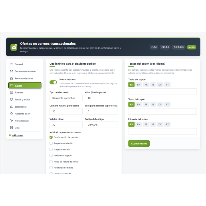 Offres RKR dans les e-mails transactionnels : Vendre dans les e-mails de commande PrestaShop