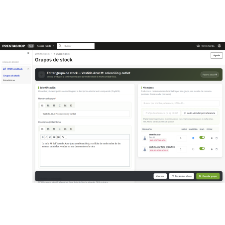 RKR LinkStock: Stock condiviso tra prodotti, combinazioni e confezioni in PrestaShop