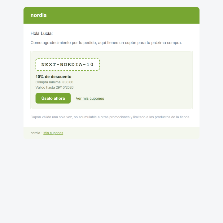 RKR Offer Next Buy – Cupón para la siguiente compra