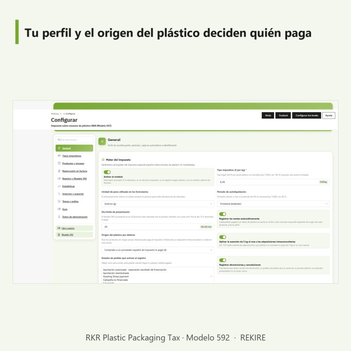 Tassa RKR sugli imballaggi in plastica: tassa sulla plastica e modulo 592 per PrestaShop