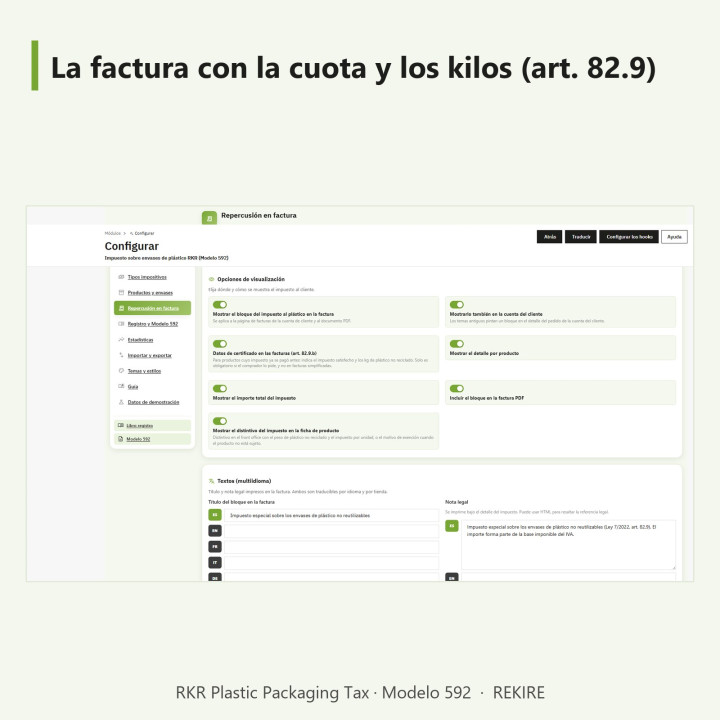 Tassa RKR sugli imballaggi in plastica: tassa sulla plastica e modulo 592 per PrestaShop