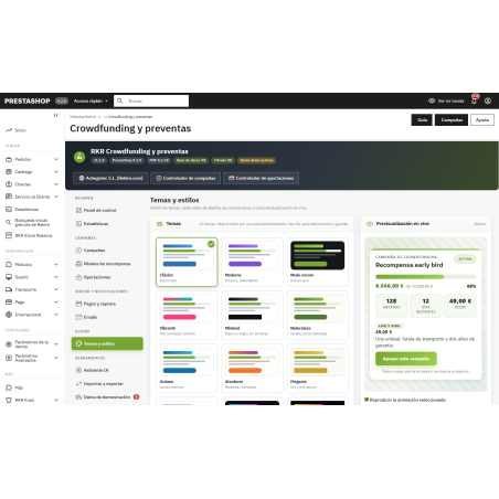 RKR Crowdfunding y preventas: campañas de crowdfunding y preventas en tu propia tienda PrestaShop