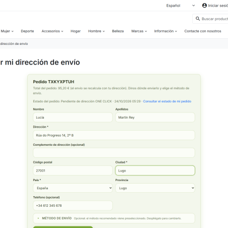 Compra com 1 clique na RKR: Compre com um clique, informando o endereço após o pagamento no PrestaShop.