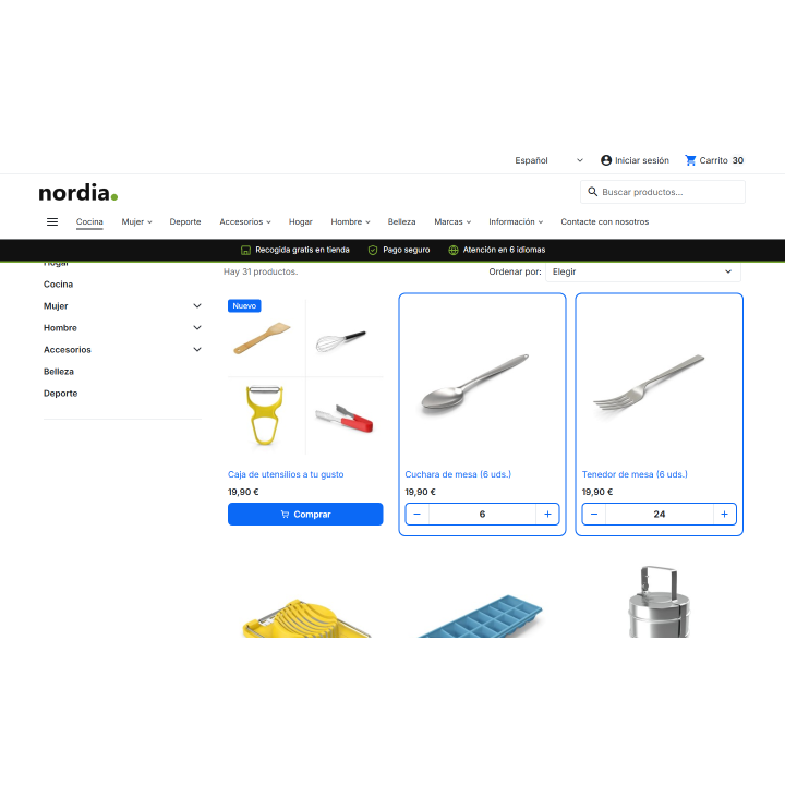 Bouton « Acheter avec quantité » : modifiez votre sélection dans la liste.