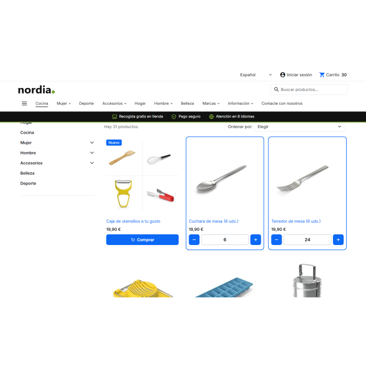 Bouton « Acheter avec quantité » : modifiez votre sélection dans la liste.