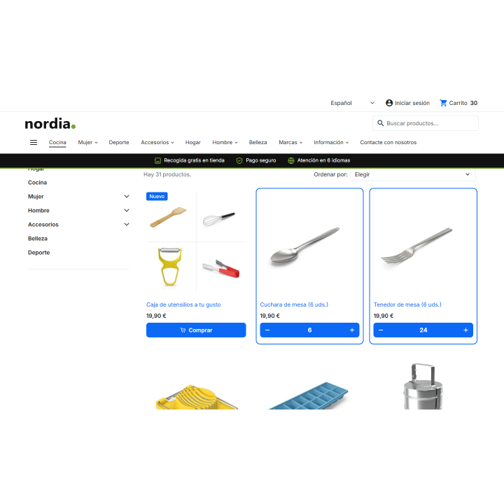 Bouton « Acheter avec quantité » : modifiez votre sélection dans la liste.