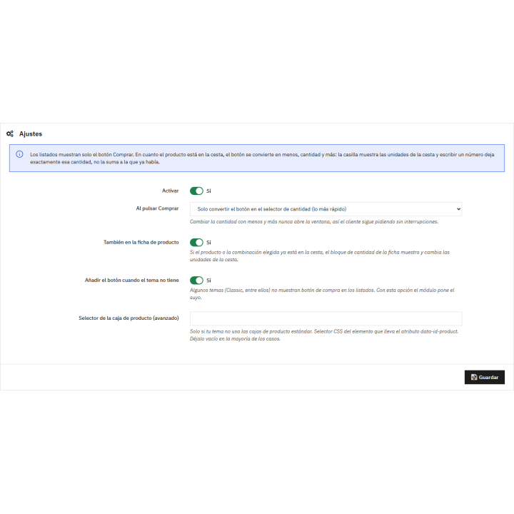 Buy with quantity button: go and change what you have from the list