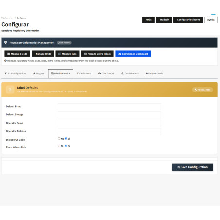 Nutrition Full Info Module - Nutritional information, allergens, and EU labeling with AI