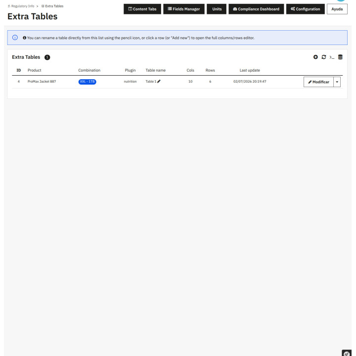Informação nutricional completa: Informação nutricional e alergénios da UE com IA