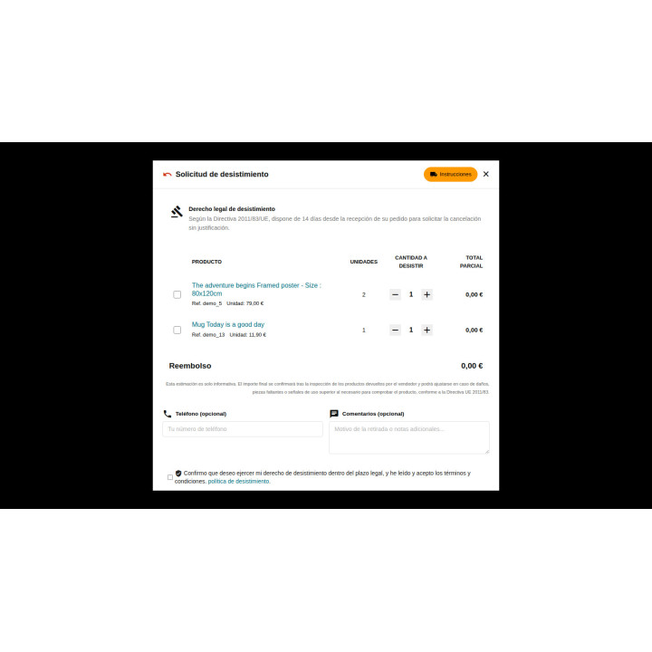 Droit de rétractation pour PrestaShop — retours conformément à la directive européenne 2011/83