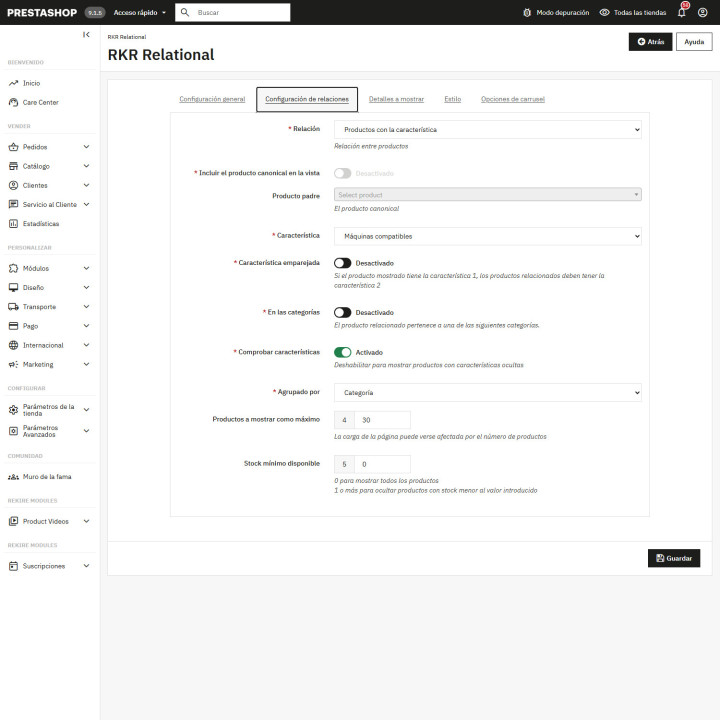 RKR Relationnel — produits liés par fonctionnalité et par famille dans PrestaShop