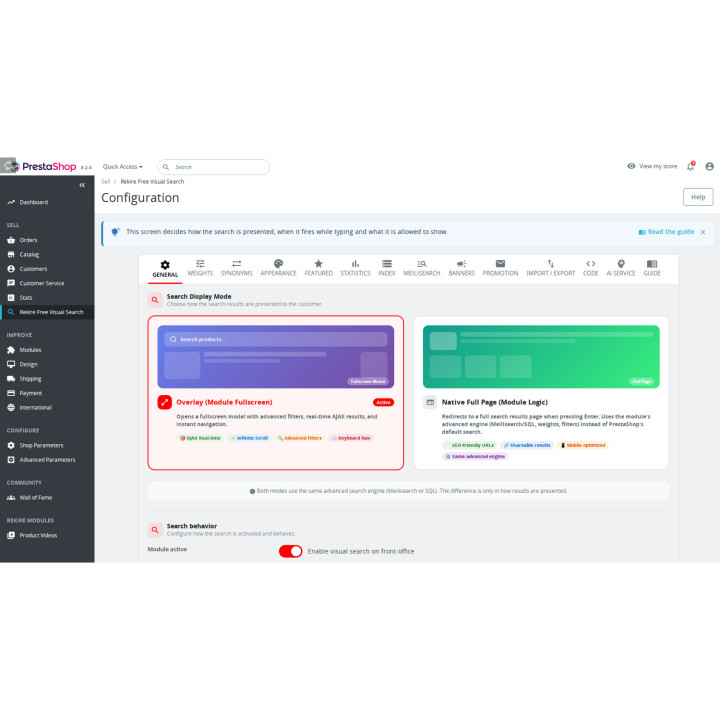 Mecanismo de busca profissional para PrestaShop, sem custos: velocidade e filtros.