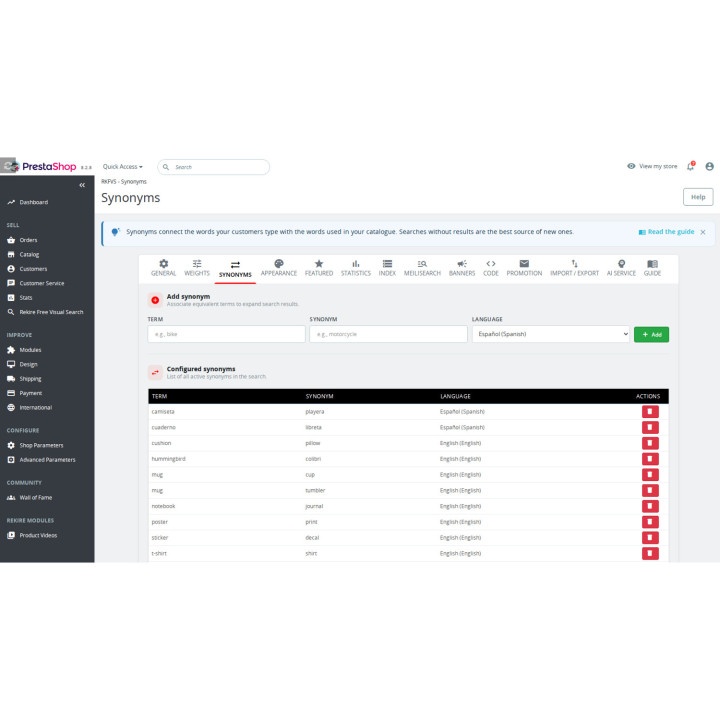 Professional PrestaShop search engine without fees: speed and filters