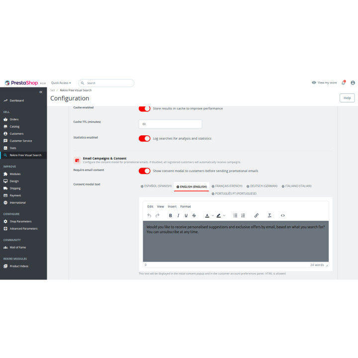 Mecanismo de busca profissional para PrestaShop, sem custos: velocidade e filtros.