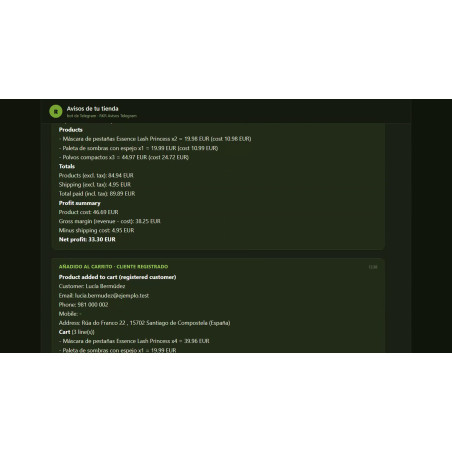 Notificações totais do módulo Telegram