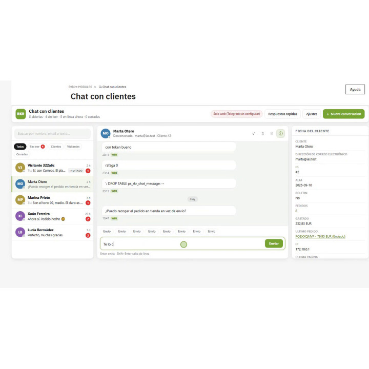 Notifications Telegram RKR — notifications de votre boutique et discussion avec les clients dans PrestaShop