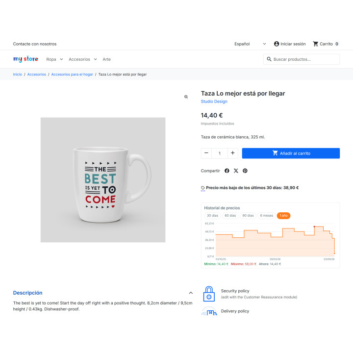 Previous price Omnibus for PrestaShop + price chart