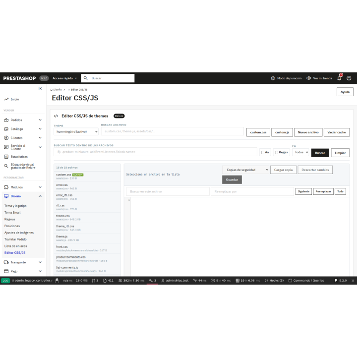 Module d'éditeur tpl js et css