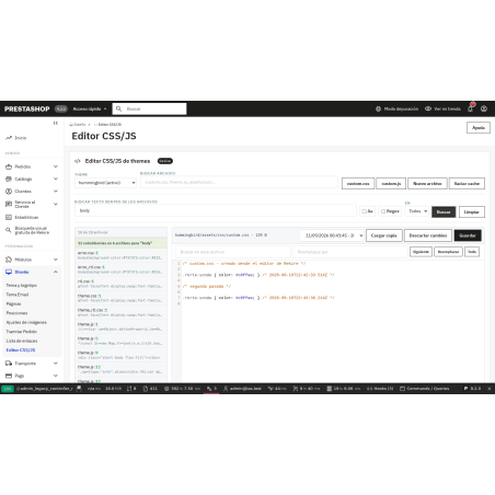 módulo editor tpl js e css