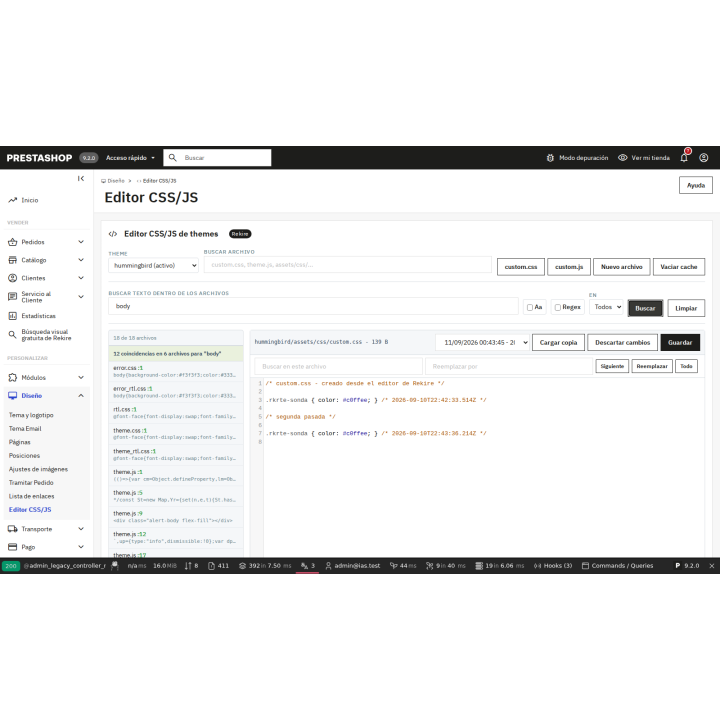 Module d'éditeur tpl js et css