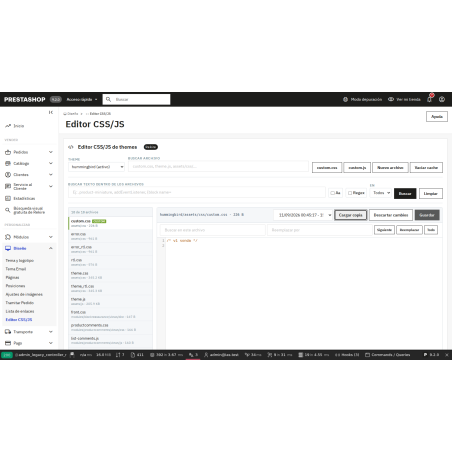 módulo editor tpl js e css