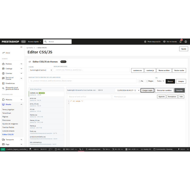 tpl JS- und CSS-Editormodul