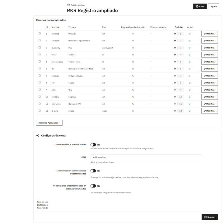 Address fields in PrestaShop registration | Rekire