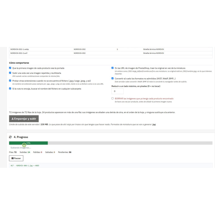 Módulo de importação de imagens CSV a partir de pasta local